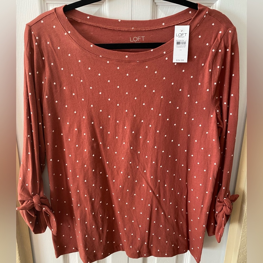 NWT LOFT Medium Burnt Orange 3/4 Sleeve Shirt